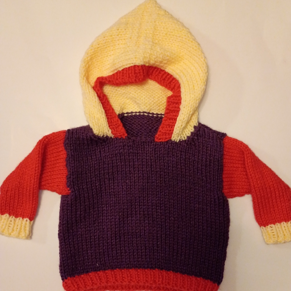 Colorful Knit Hoodie for Toddler Girl